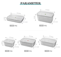 Boîte de rangement pour réfrigérateur grande capacité, panier de drainage, récipient alimentaire en plastique pour fruits et légumes frais, impression de cuisine