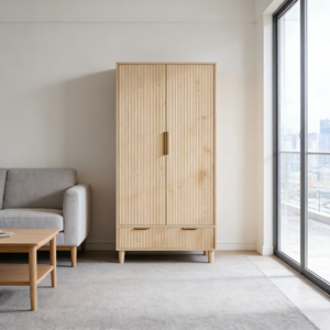 <span class=keywords><strong>Armario</strong></span> de Dormitorio Contemporáneo con 1 Cajón y 1 Estante Abierto, Diseño Ahorrador de Espacio, Independiente, Ecológico, con <span class=keywords><strong>Puertas</strong></span> Corredizas para Sala de Estar - Product Image 2