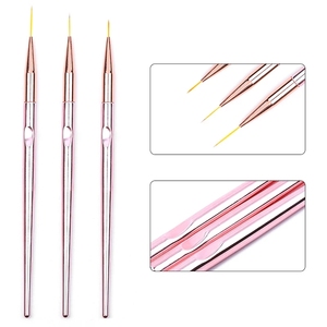 Lot de 3 pinceaux à ongles en or rose, en nylon, pour dessin de rayures, gel UV, peinture florale, stylo de manucure à manche en plastique pour motifs et lignes - Product Image 4