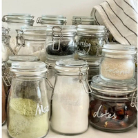 Bouteilles à large ouverture avec couvercles Réservoirs de stockage en verre transparent Réservoirs scellés et réservoirs de stockage de grains pour bocaux Multi-Capacité