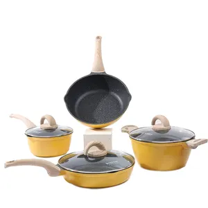 Hot bán lớp phủ gốm chết đúc nhôm không dính Cookware sets bán buôn Sauce Pan nấu ăn chậu nhà bếp Set