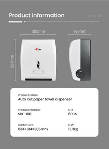 Distributeur automatique de serviettes en papier avec rouleau automatique sans contact rechargeable