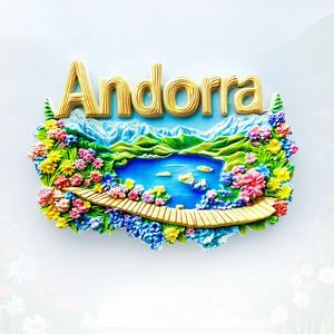 Aimant de réfrigérateur personnalisé 3D Andorre, aimant en résine des Pyrénées, souvenir touristique de vacances, article de boutique cadeau - Product Image 1