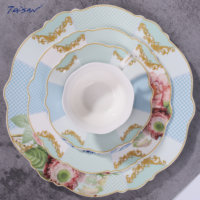 Assiette à dessert en céramique New Bone China Vintage de 8 pouces avec mini assiettes pour gâteau et thé Ensemble de buffet pour la maison et le café