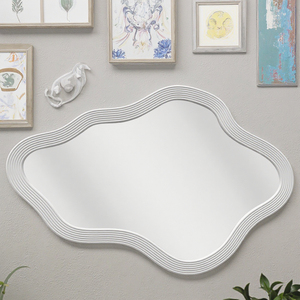 Muur Decoratieve Spiegel Oranje Hout Frame Wolk Design Spiegel Voor Woonkamer Espejo Miroirs Moderne Muur Boog Decoratieve Spiegel - Product Image 2