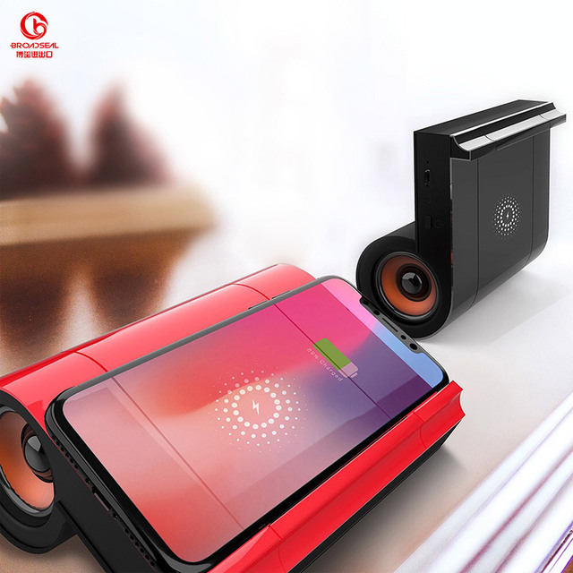 Fast Charging Station Subwoofer Hi Fi Loud Speakers Altavoz Bocina Smart Standard Wireless Charger Desktop Blue Tooth Speaker