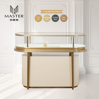 Vitrina de Exhibición de Vidrio Templado Transparente Resistente a Arañazos MASTER con Base de Madera Sólida para Joyería Comercial en Centros Comerciales