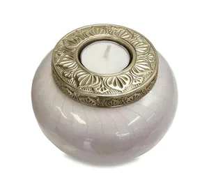 Beyaz ve gümüş mum kremasyon urn benzersiz tasarım cenaze kül kapları çocuk cenaze anıt Pet veya insan külleri için