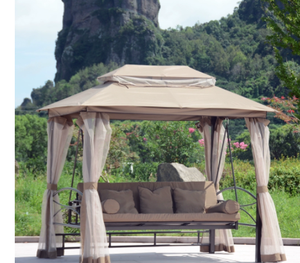 花园庭院金属框架露台秋千椅，带蚊帐顶篷和凉亭家具 - Product Image 4