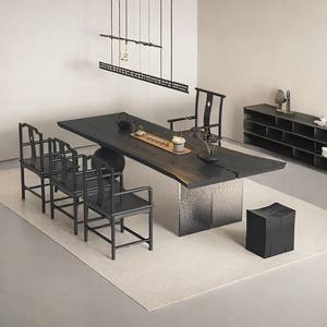 Meja teh desainer Wabi Stillwind, meja teh kayu solid dengan perubahan gradasi warna, meja kayu besar untuk ruang tamu. - Product Image 2