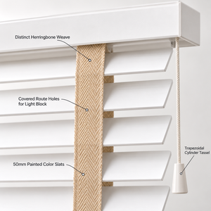Persianas Venecianas Modernas <span class=keywords><strong>de</strong></span> Madera Pintada <span class=keywords><strong>de</strong></span> 50 mm, Diseño Espiga, con <span class=keywords><strong>Cinta</strong></span> Adhesiva, Impermeables, Fáciles <span class=keywords><strong>de</strong></span> Limpiar, Duraderas, con Protección Anti-UV - Product Image 3
