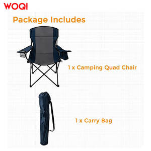 Chaise pliante de camping Woqi, bleu marine, structure en aluminium, tissu Oxford, avec porte-gobelet - Product Image 4