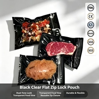 Sacs à fermeture éclair plats noirs transparents Yin Yang pour noix, viande et autres aliments, sachets en plastique refermables pour un stockage scellé