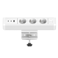 Pince de bord de bureau en alliage d'aluminium personnalisée avec prise électrique et charge rapide Type-C 65W, multiprise 10A