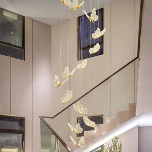 Iluminación de escalera larga decorativa Vestíbulo del hotel Comedor Candelabros de mariposa modernos - Product Image 4