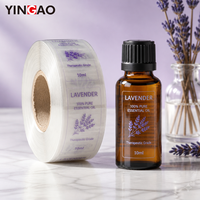 Rouleaux d'étiquettes autocollantes en vinyle transparent imperméable personnalisés pour flacons d'huiles essentielles cosmétiques, durables, avec logo transparent adhésif