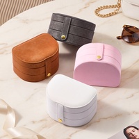 Boîte à bijoux mini en cuir PU, organiseur de voyage portable, style Ins, multi-couches avec fermeture éclair, compartiments doublés de velours
