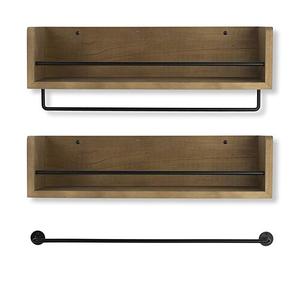 <span class=keywords><strong>Étagère</strong></span> murale en <span class=keywords><strong>bois</strong></span> rustique de haute qualité, pour le rangement des <span class=keywords><strong>épices</strong></span> de cuisine, avec barre à serviettes et crochets amovibles - Product Image 5