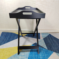 Tableaux de service pliants en bois, tables de service portables pour le petit-déjeuner, le dîner, plateau de service pour le café, table basse pour le salon, 55,3*35,7*60,6CM NOIR