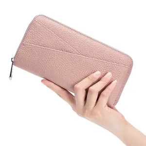 Designer women's long wallet RFID women slim wallet zipper leather long wallet for ladies