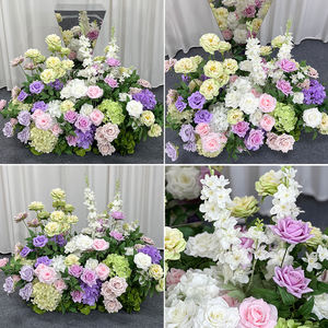 Arche florale artificielle réaliste en soie rose pastel, violet et vert hortensia pour cérémonie de mariage, baby shower, fête d'anniversaire - Product Image 2