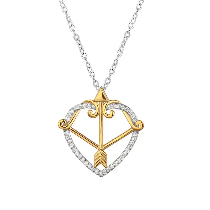 Hochwertige Valentinstag Frauen benutzer definierte einfache Engel Pfeil Gold Anhänger Tropfen elegante Silber Halskette