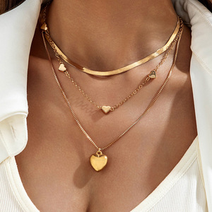 <span class=keywords><strong>2026</strong></span> Yeni Moda Kalp Üç Katmanlı Moda Kolye Takı Katmanlı Gerdanlıklar Zincirler Kolyeler - Product Image 3