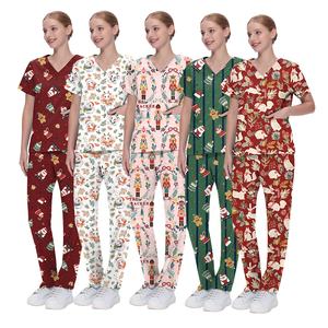 NIAAHINN Chemisier à manches courtes et col en V <span class=keywords><strong>avec</strong></span> <span class=keywords><strong>motif</strong></span> personnalisé pour Halloween, uniforme d'allaitement - Product Image 5