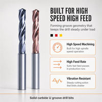 Forets à rainure en U en carbure monobloc pour usinage CNC à grande vitesse et à alimentation rapide, résistants aux vibrations, vente en gros et approvisionnement en vrac