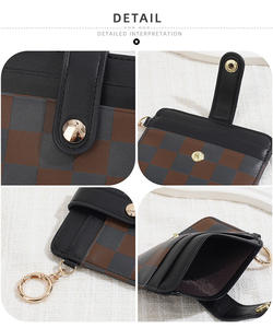 Tarjetero Personalizado con Diseño a Cuadros, Llavero, Porta Tarjetas de Lujo, Mini Cartera para Chicas - Product Image 3