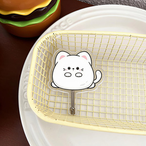 Kundenspezifisch Bedruckter Langlebiger Kunststoffhaken mit Transparentem Cartoon-Katzen-Burger-Design für Heim- und Bürodekoration & Geschäftsgeschenke - Product Image 2