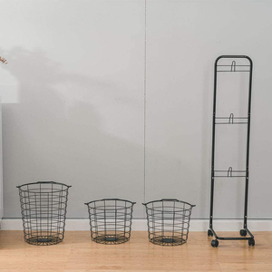 Giỏ Đựng Đồ Giặt 3 Tầng Với 3 Giỏ Dây Có Thể Tháo Rời, Giỏ Đựng Đồ Bằng Kim Loại Có Bánh Xe, Giặt Cao - Product Image 5