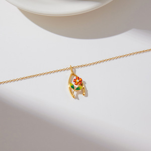 Collier pendentif fleur en acier inoxydable avec perle de nacre pour femme, bijou cadeau - Product Image 4