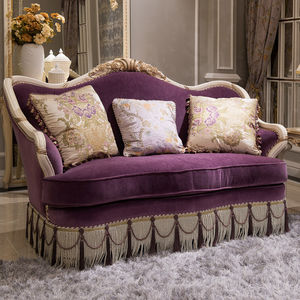 फ्रेंच विला अपार्टमेंट फैक्टरी मूल्य बिक्री कपड़े सोफे सोफे 123 सीटों वाले सोफे शास्त्रीय नक्काशीदार कमरे में रहने वाले बैंगनी सोफे - Product Image 2
