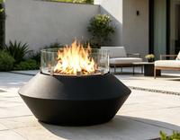 Brasero/Table chauffante à gaz propane extérieur en acier, taille personnalisable, avec dispositif de sécurité de flamme haute pression et commande par bouton, durable
