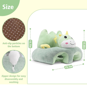 Silla <span class=keywords><strong>de</strong></span> seguridad infantil <span class=keywords><strong>de</strong></span> dibujos animados con respaldo totalmente acolchado <span class=keywords><strong>de</strong></span> algodón con cabeza <span class=keywords><strong>de</strong></span> dinosaurio <span class=keywords><strong>de</strong></span> felpa verde bonita con reposabrazos resistente sofá sentado <span class=keywords><strong>para</strong></span> bebé - Product Image 2