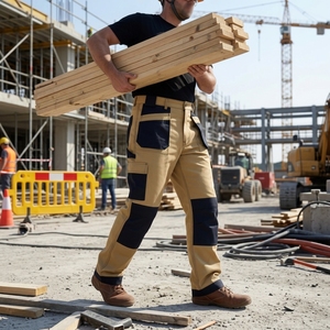 Pantalon <span class=keywords><strong>cargo</strong></span> pour homme en coton brodé, plusieurs poches <span class=keywords><strong>cargo</strong></span>, couleur kaki, prix de gros - Product Image 1