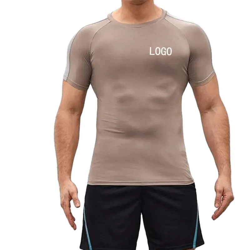 Hot Selling Mens Gym Wear Compression Plan Tshirts With Print Sports Clothing Athletic Apparel Shirt/