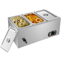 3-Pfannen Gewerblicher Speisenwärmer Elektrischer Tisch-Buffetwärmer Große Kapazität Edelstahl Bain-Marie Automatisch 1500W