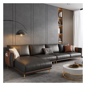 थोक लक्जरी शीर्ष काउच नवर्डिक लिविंग रूम सोफा उच्च गुणवत्ता वाले चमड़े के सोफे को आकार वास्तविक चमड़े के सोफे सेट - Product Image 1