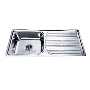 <span class=keywords><strong>Prix</strong></span> de gros armoire de cuisine eau moderne tous les éviers de cuisine bol simple ou Double évier métal acier inoxydable 5 ans 70/110mm - Product Image 1