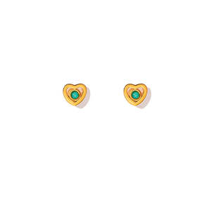 Fashion <b>Stud</b> <b>Earrings</b> Heart Shape PVD Gold Plated 316L Stainless Steel <b>Turquoise</b> Stone Jewelry for Women - Product Image 1