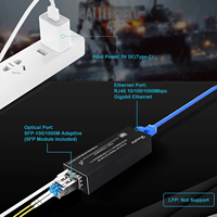 Convertisseur de média fibre optique mini Gigabit Hereta 10/100/1000 Mbps 1310 nm Monomode Double Fibre 20 KM LC SFP Entrée d'alimentation Type-C 5V Garantie 1 an