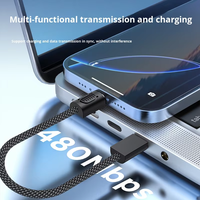Kabel Pengisian Cepat USB C ke USB C 60W, Kabel Data Pendek dengan Tali Nilon untuk Laptop, Tablet, dan Ponsel