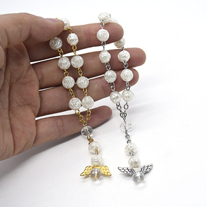 Bracelet chapelet Ailes d'Ange avec perles et roses, cadeau de mariage, bijoux en alliage de zinc - Product Image 5