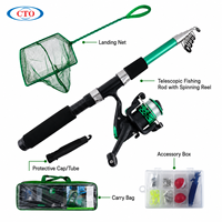 Canne à pêche portable XT469N2 2,10 m en fibre de verre avec poignée EVA, moulinet XT200, ensemble de pêche 31 pièces pour la pêche en surfcasting et la pêche depuis le rivage