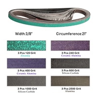 3/8X21 "zircone céramique alumine ponçage abrasif ceinture Kits couteau affûtage ceinture pour Makita fichier ceinture ponceuse métal polissage