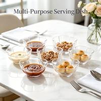 Set Mangkuk Camilan Kaca Bening Grosir Bentuk Bunga, Wadah Kacang Kaca Kecil untuk Dessert, Permen, Saus Celup, Logo Custom