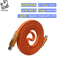 Cable de Carga Rápida Magnético Tipo C, 60W 3A PD 3.1, Cable USB de Nailon Trenzado con Aleación de Aluminio, Imán Fuerte Tipo-C, USB C OEM