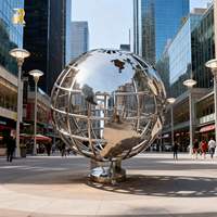 RELONG Carte du monde moderne abstraite en acier inoxydable Sculpture de globe rond-point pour la décoration urbaine extérieure carrée
